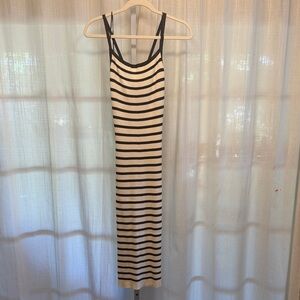 Freshman 1996 Striped Ribbed Backless Green and Ivory